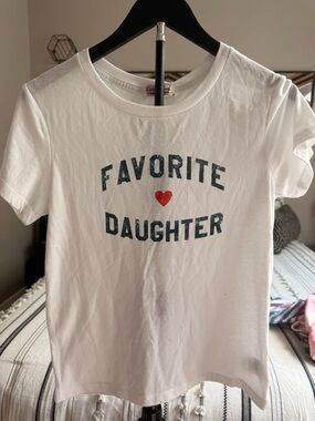 Erika White Tee with Navy Text & Red Heart